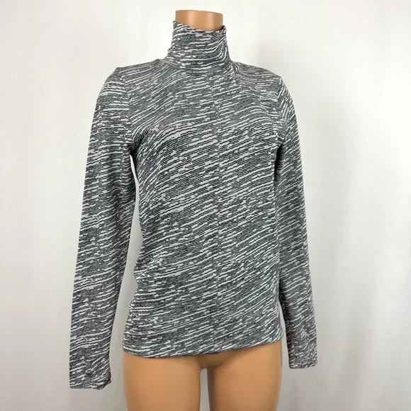 Athleta Women’s Sz L Flurry Seamless Turtleneck Long Sleeve Top Black & White - Picture 3 of 14